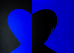 Painting about lovers made in black and blue